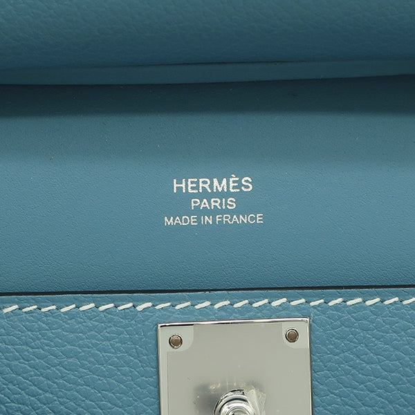 エルメス HERMES ジプシエール ミニ ニューブルージーン エバーカラー ショルダーバッグ シルバー金具 青