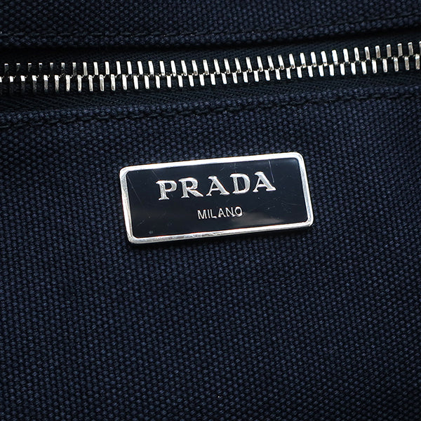 プラダ PRADA カナパ 1BG439 BALTICO キャンバス 2WAYバッグ シルバー金具 紺 ハンドバッグ ショルダー