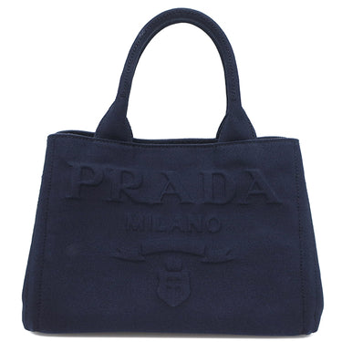 プラダ PRADA カナパ 1BG439 BALTICO キャンバス 2WAYバッグ シルバー金具 紺 ハンドバッグ ショルダー