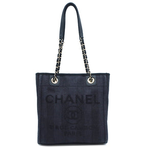 シャネル CHANEL ドーヴィル PM ブラック キャンバス トートバッグ ゴールド金具 黒 ショルダーバッグ チェーンショルダー