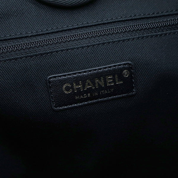 シャネル CHANEL ドーヴィル PM ブラック キャンバス トートバッグ ゴールド金具 黒 ショルダーバッグ チェーンショルダー