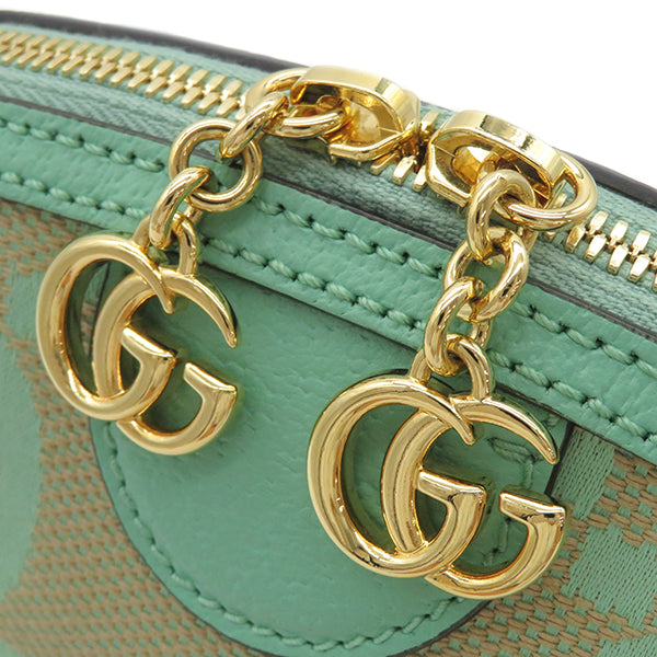 グッチ GUCCI ジャンボGG オフィディア 499621 ベージュ×グリーン ジャンボGGキャンバス ショルダーバッグ ゴールド金具 茶 緑 斜め掛け