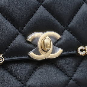 シャネル CHANEL クルーズライン23 ミニフラップバッグ AS3731 ブラック ラムスキン ショルダーバッグ ゴールド金具 黒