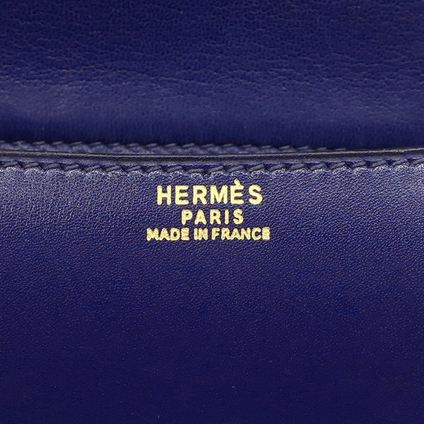 エルメス HERMES コンスタンス 23 ブルー系 ボックスカーフ ショルダーバッグ ゴールド金具 青