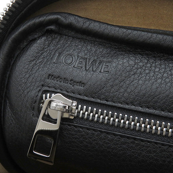 ロエベ LOEWE アマソナ 75 ミディアム 301.30.L03 ブラック レザー 2WAYバッグ シルバー金具 黒