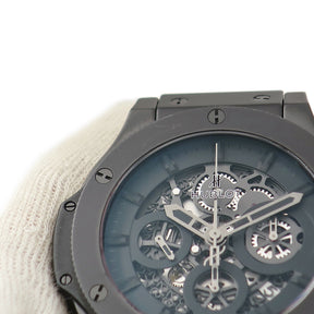 ウブロ HUBLOT アエロバン オールブラック ホワイト 311.CI.1110.RW.JPN 自動巻き メンズ メーカーOH済 限定 ブラック スケルトン