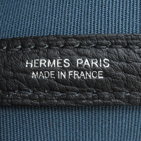 エルメス HERMES ガーデンパーティーPM ブルーテンプル×ブラック トワルオフィシエ ネゴンダ トートバッグ シルバー金具 新品 未使用 青 黒