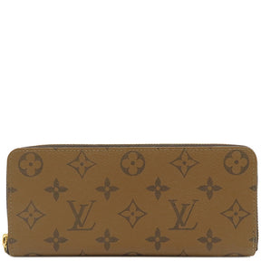 ルイヴィトン LOUIS VUITTON ポルトフォイユ クレマンス M82336 モノグラムリバース モノグラムリバースキャンバス 長財布 ゴールド金具 茶 ラウンドファスナー