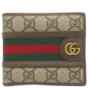 グッチ GUCCI GG コイン ウォレット 597609 ベージュ系 GGスプリームキャンバス 二つ折り財布 ヴィンテージ金具 茶 札入れ コンパクト ウォレット