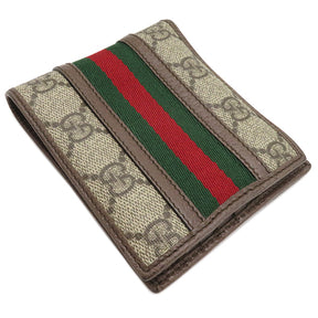 グッチ GUCCI GG コイン ウォレット 597609 ベージュ系 GGスプリームキャンバス 二つ折り財布 ヴィンテージ金具 茶 札入れ コンパクト ウォレット