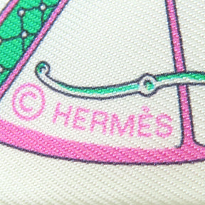 エルメス HERMES ツイリー ホワイト×オレンジ×ヴェ―ル シルク スカーフ 新品 未使用【LES VOITURES A TRANSFORMATION/折畳み式幌の馬車】