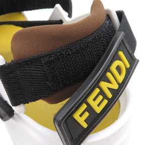 フェンディ FENDI FENDI FLOW クロスバンド イエローXホワイトXブラック ラバー ジャガード サンダル シルバー金具 黄 白 黒