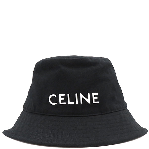 セリーヌ CELINE ロゴ プリント バケットハット 2AU5B968P ブラック コットン 14037 ハット 黒