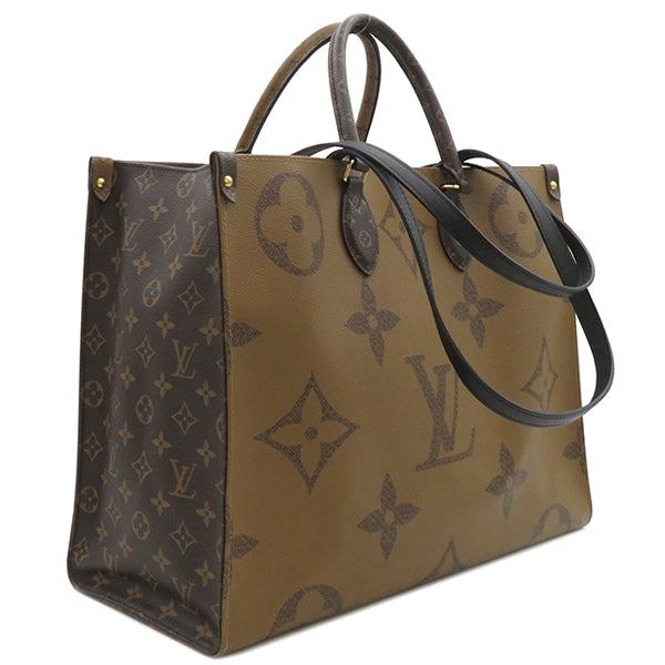 ルイヴィトン LOUIS VUITTON オンザゴー GM M45320 モノグラム モノグラムキャンバス モノグラムリバースキャンバス トートバッグ ゴールド金具 ショルダー バイカラー ジャイアント モノグラム