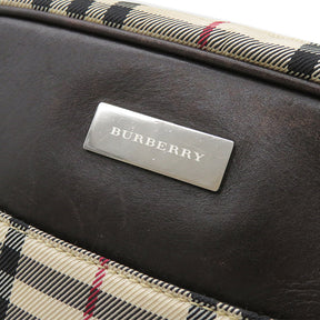 バーバリー BURBERRY ノバチェック ブラック×ベージュ レザー キャンバス ショルダーバッグ シルバー金具 黒 斜め掛け