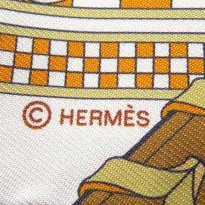 エルメス HERMES ツイリー キャメル×ホワイト×ブラウン シルク スカーフ 【BRIDES ET GRIS GRIS/馬勒とチャーム】