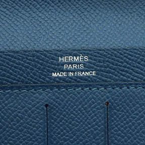 エルメス HERMES シチズンツイルロング ブルー系 ヴォーエプソン 長財布 青