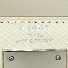 エルメス HERMES ケリー28 外縫い クレ ヴォーエプソン 2WAYバッグ シルバー金具 白 ショルダー