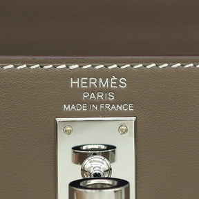 エルメス HERMES ケリーパデッド25 外縫い エトゥープ スイフト 2WAYバッグ シルバー金具 グレージュ ショルダー