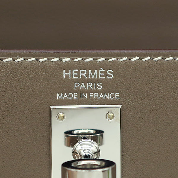 エルメス HERMES ケリーパデッド25 外縫い エトゥープ スイフト 2WAYバッグ シルバー金具 グレージュ ショルダー