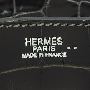 エルメス HERMES バーキン30 グラファイト ニロティカス ハンドバッグ シルバー金具 クロコ