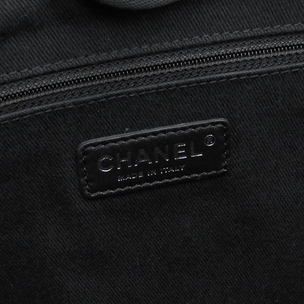 シャネル CHANEL ドーヴィル MM A67001 グレー キャンバス レザー トートバッグ シルバー金具 ハンドバッグ チェーンショルダー 肩掛け