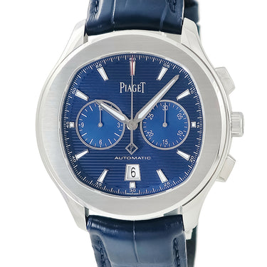 ピアジェ PIAGET POLO ポロ デイト G0A43002 自動巻き メンズ 青 バー スーパールミノバ 水平ギヨシェ クロノグラフ デイト