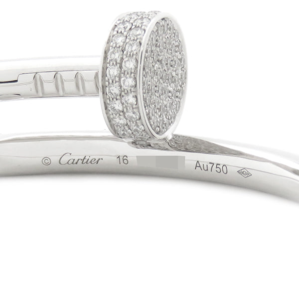 カルティエ Cartier ジュストアンクル ダイヤ N6707316 ホワイトゴールド K18WG ダイヤモンド #16 ブレスレット Au750 JUSTE UN CLOU