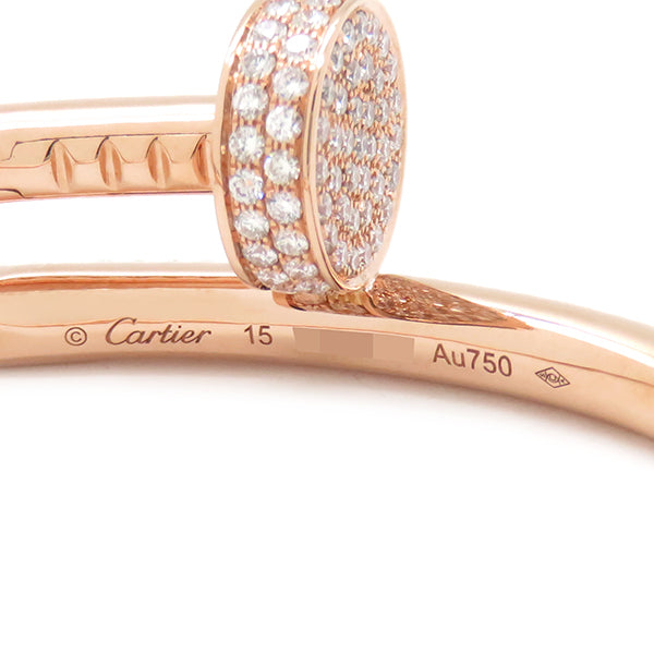 カルティエ Cartier ジュストアンクル ダイヤ N6702115 ピンクゴールド K18PG ダイヤモンド #15 ブレスレット Au750 JUSTE UN CLOU