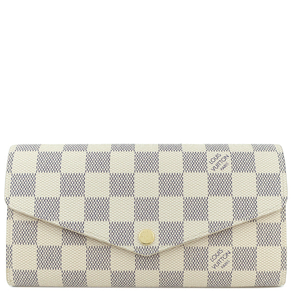 ルイヴィトン LOUIS VUITTON ポルトフォイユ サラ N63208 ダミエアズール ダミエアズールキャンバス 長財布 ゴールド金具 白 二つ折り