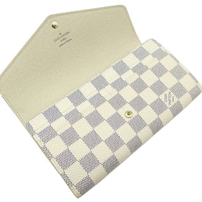 ルイヴィトン LOUIS VUITTON ポルトフォイユ サラ N63208 ダミエアズール ダミエアズールキャンバス 長財布 ゴールド金具 白 二つ折り