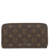 ルイヴィトン LOUIS VUITTON ジッピー ウォレット M41896 モノグラム×コクリコ モノグラムキャンバス 長財布 ゴールド金具 茶 赤 ラウンドファスナー