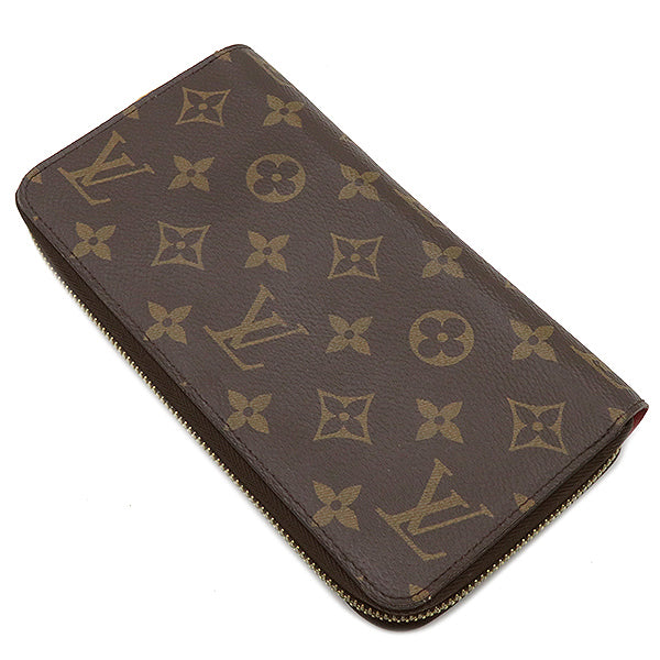 ルイヴィトン LOUIS VUITTON ジッピー ウォレット M41896 モノグラム×コクリコ モノグラムキャンバス 長財布 ゴールド金具 茶 赤 ラウンドファスナー