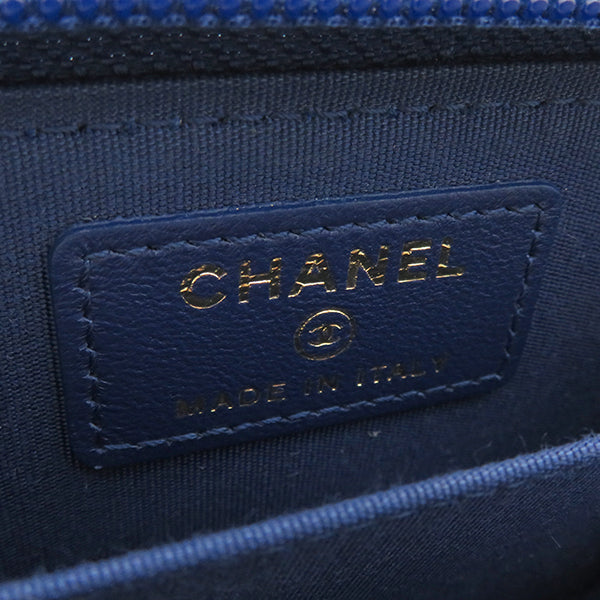 シャネル CHANEL ボーイシャネル コインパース A80602 ブルー ラムスキン コインケース ヴィンテージ金具 青 ココマーク マトラッセ