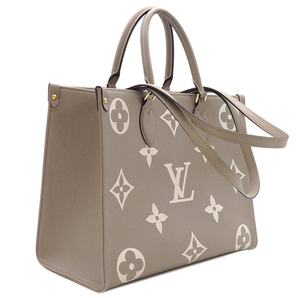 ルイヴィトン LOUIS VUITTON オンザゴー MM M45494 トゥルトレール×クレーム バイカラーモノグラムアンプラントレザー 2WAYバッグ ゴールド金具 グレージュ トート ショルダー