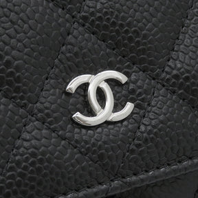 シャネル CHANEL マトラッセ AP0250 ブラック キャビアスキン チェーンウォレット シルバー金具 黒 ショルダー 斜め掛け