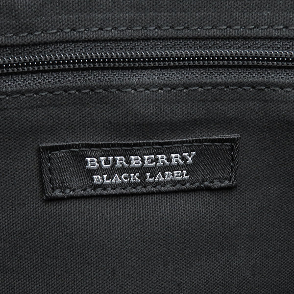 バーバリーブラックレーベル BURBERRY BLACK LABEL ショルダー ブリーフケース ブラック×チェック ナイロン レザー ビジネスバッグ ブラック金具 黒