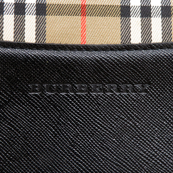 バーバリー BURBERRY ノバチェック  ベージュ×ブラック キャンバス レザー トートバッグ ゴールド金具 ショルダーバッグ 肩掛け