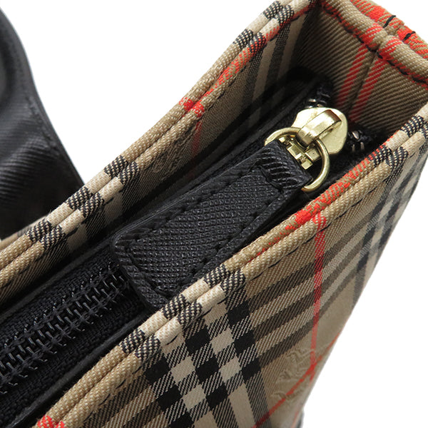 バーバリー BURBERRY ノバチェック  ベージュ×ブラック キャンバス レザー トートバッグ ゴールド金具 ショルダーバッグ 肩掛け