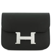 エルメス HERMES コンスタンス スリム ウォレット ブラック ヴォーエプソン 二つ折り財布 シルバー金具 新品 未使用 黒