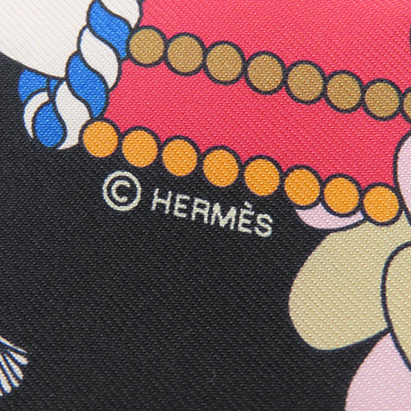 エルメス HERMES ツイリー ブラック×ホワイト×ブルー シルク スカーフ 【LA PATISSERIE FRANCAISE CHARM/パティスリーフランセーズチャーム】