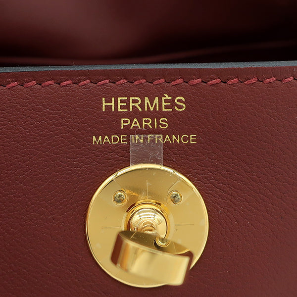 エルメス HERMES リンディ ミニ 20 ルージュアッシュ スイフト ショルダーバッグ ゴールド金具 赤