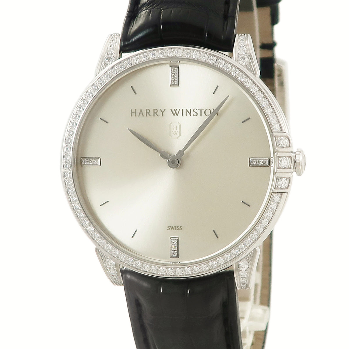 ハリーウィンストン Harry Winston ミッドナイト MIDQHM39WW002 クオーツ メンズ K18WG無垢 純正ダイヤ ラウンド バー