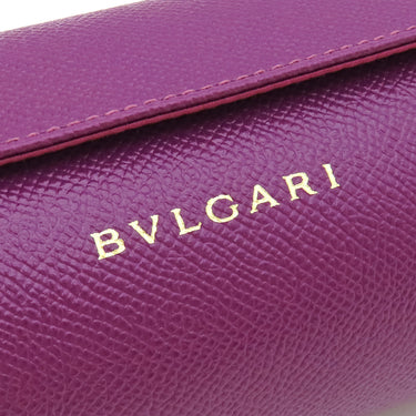 ブルガリ BVLGARI ウォッチケース メンズ レディース トラベルケース ロールケース 腕時計 レザー ゴールド 金具 パープル 紫 小物入れ