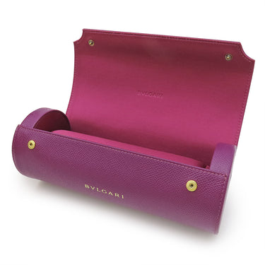 ブルガリ BVLGARI ウォッチケース メンズ レディース トラベルケース ロールケース 腕時計 レザー ゴールド 金具 パープル 紫 小物入れ