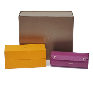 ブルガリ BVLGARI ウォッチケース メンズ レディース トラベルケース ロールケース 腕時計 レザー ゴールド 金具 パープル 紫 小物入れ