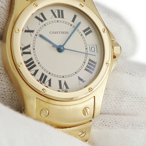 カルティエ Cartier サントス クーガー W20028G1 自動巻き メンズ K18YG無垢 青針 ローマ デイト