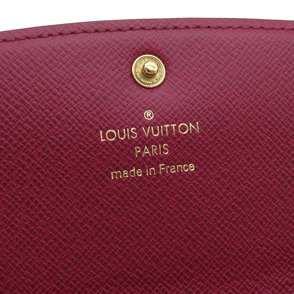 ルイヴィトン LOUIS VUITTON ポルトフォイユ エミリー M60136 モノグラム モノグラムキャンバス 長財布 ゴールド金具 茶 ピンク 二つ折り イニシャル入り