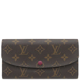 ルイヴィトン LOUIS VUITTON ポルトフォイユ エミリー M60136 モノグラム モノグラムキャンバス 長財布 ゴールド金具 茶 ピンク 二つ折り イニシャル入り