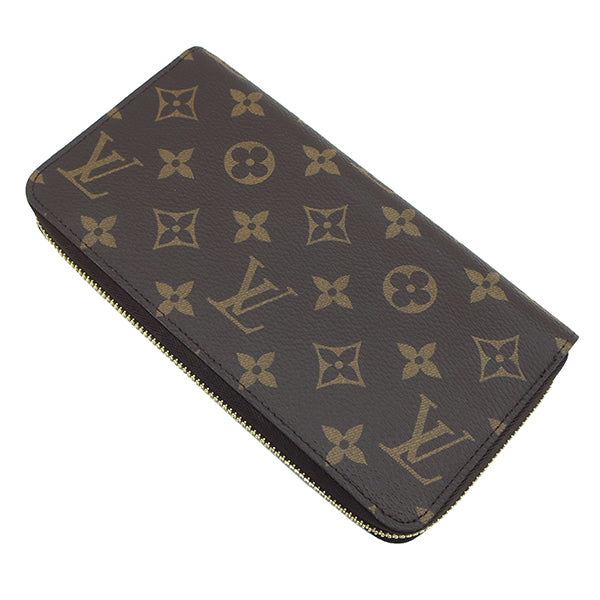 ルイヴィトン LOUIS VUITTON ジッピーウォレット M41895 フューシャ モノグラムキャンバス 長財布 ゴールド金具 茶 ラウンドファスナー